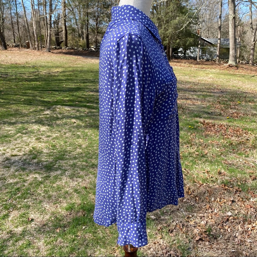 RAILS TOP BUTTON DOWN BLOUSE BLUE WHITE DOT LONG SLEEVE SIZE S - Picture 6 of 11